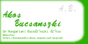 akos bucsanszki business card